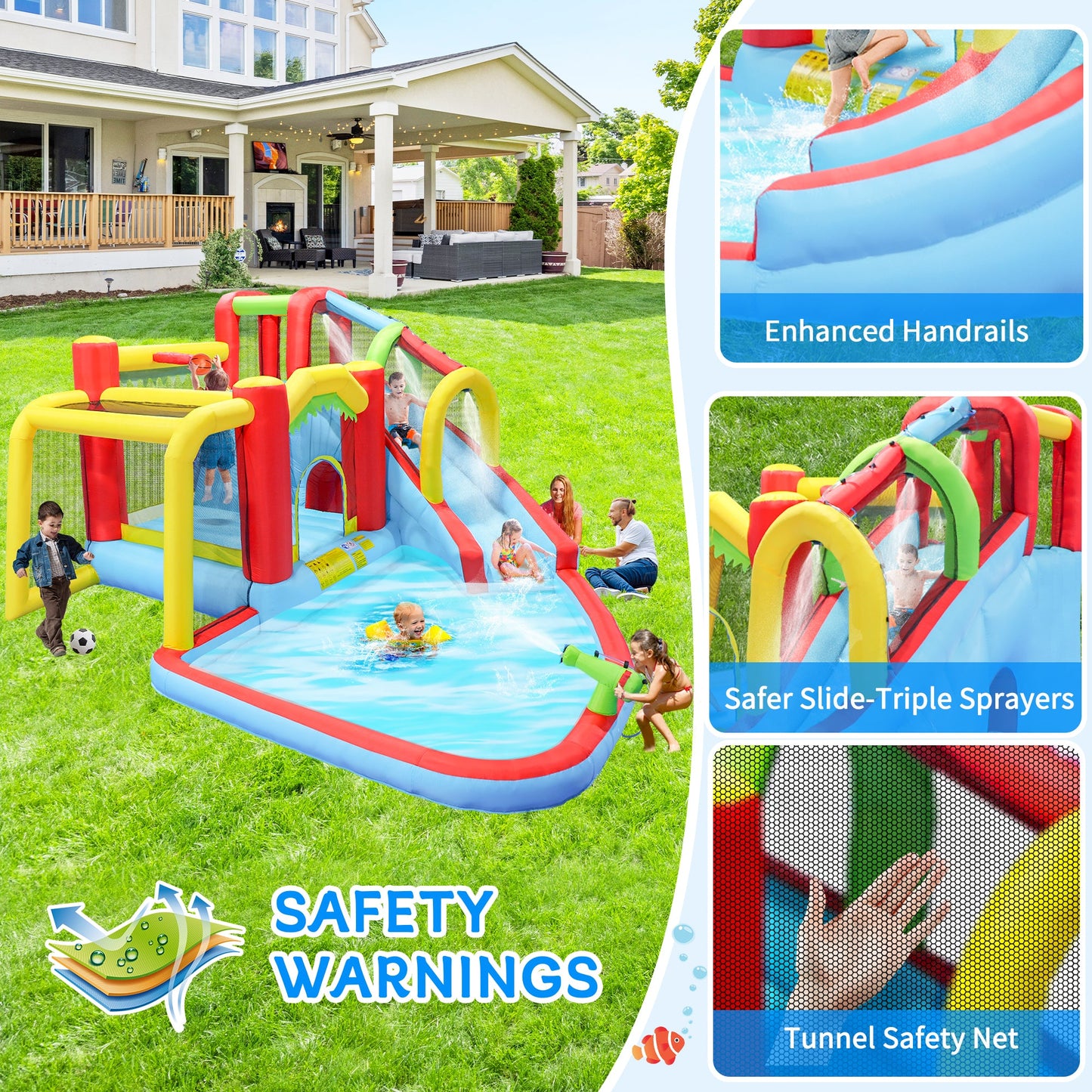 7-in-1 Inflatable Slide Water Park and Garden Bouncer