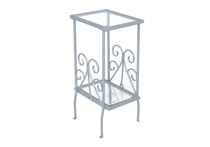 Accent Table, Side Tempered Glass, Transitional - Silver