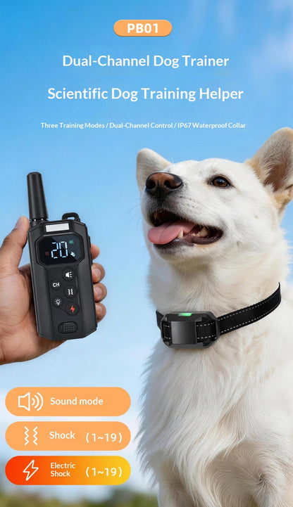 Smart Remote Dog Training Collar With Vibration & Shock Anti-Bark Device