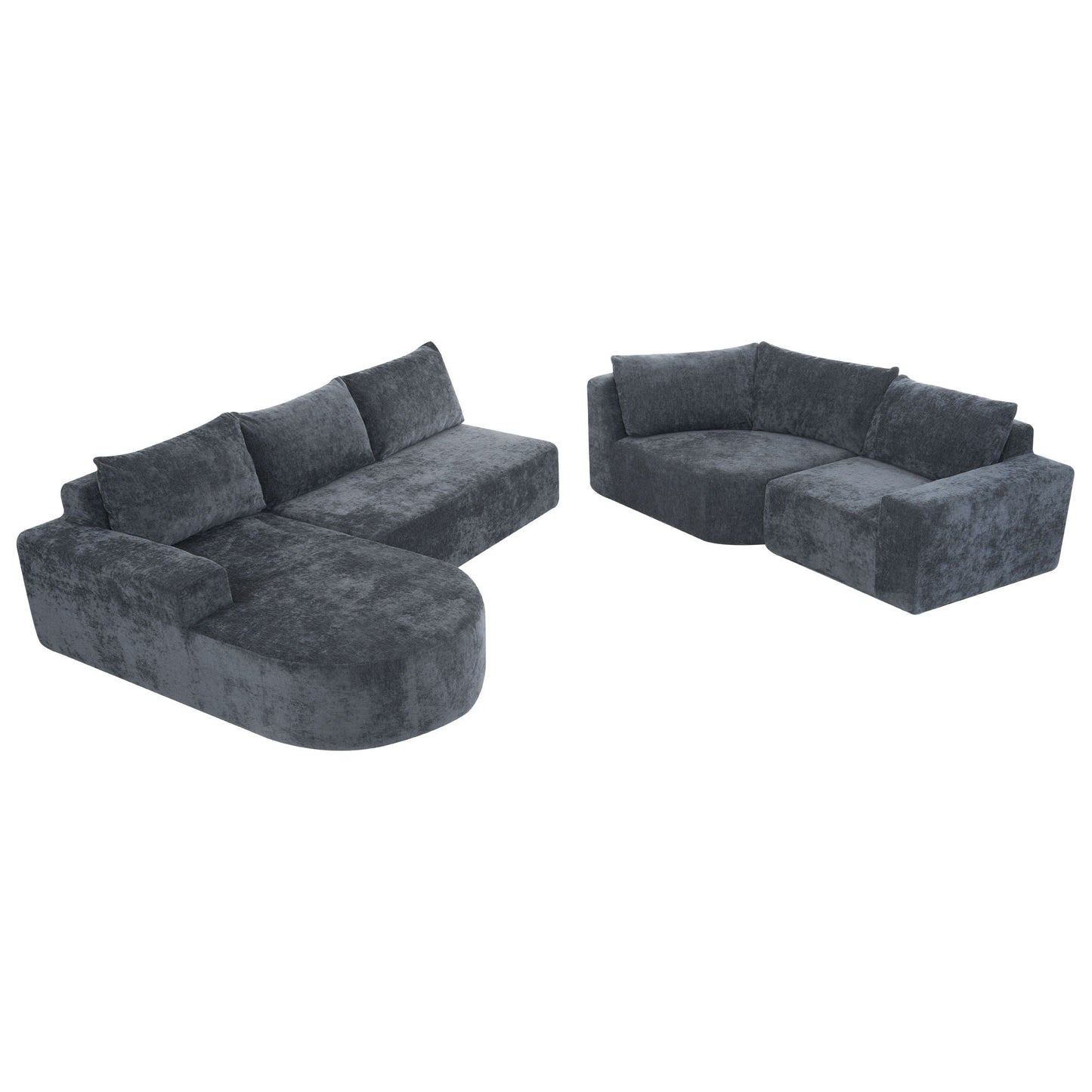 Modular Cloud Sectional Sofa Set, U-Shaped Upholstered Couch With Deep Seat