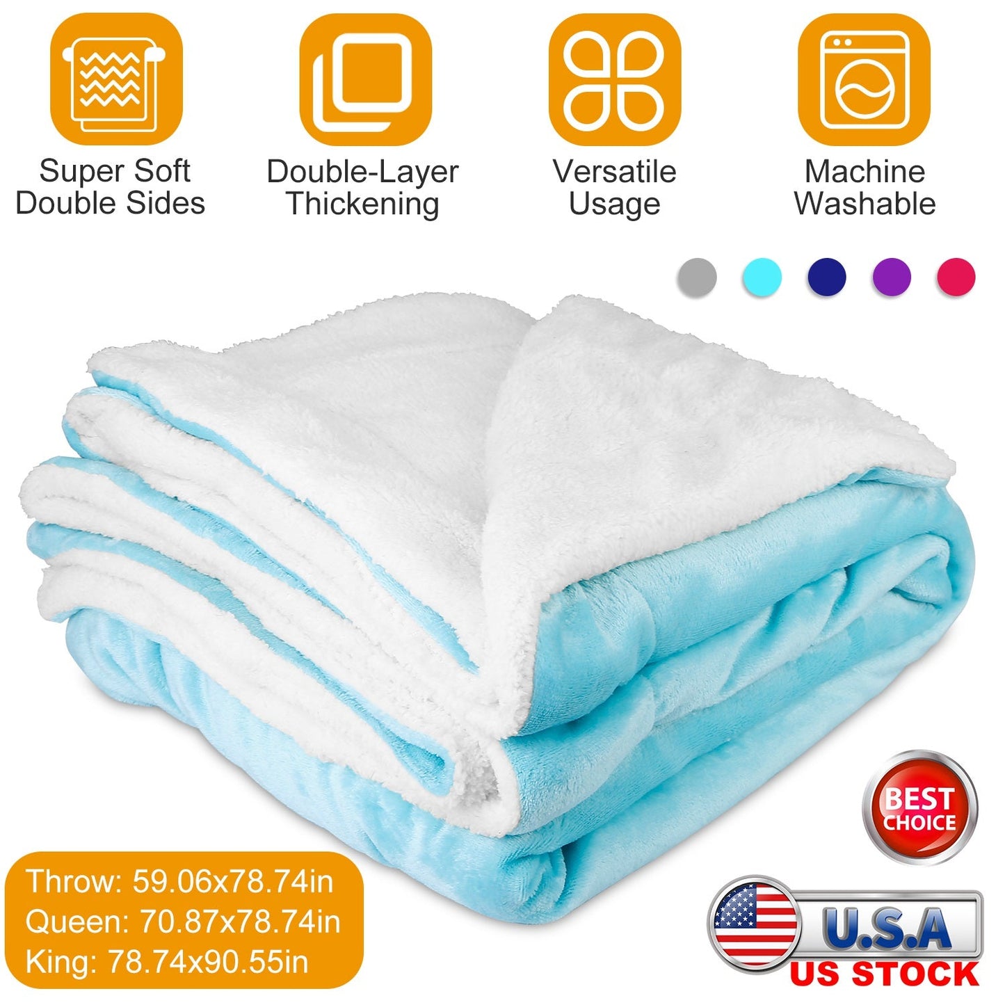 Fleece Throw Blanket - Double-Sided Soft Microfiber Polyester