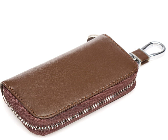 Men's Leather Zipper Multi-function Car Key Holder