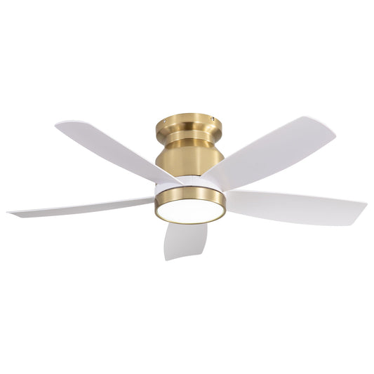 Flush Mount Ceiling Fan with LED Light and Remote Control