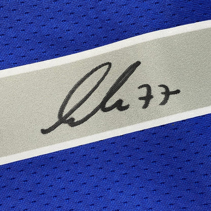 Framed Autographed/Signed Luka Doncic 35x39 Dallas Mavericks Blue Authentic Basketball Jersey Fanatics COA