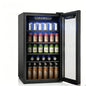 EKOJUCE Beverage Refrigerator and Cooler, 126 Can Mini fridge with Glass Door, Small Refrigerator with Adjustable Shelves for Soda Drinks or coco, Perfect for Home/Ba r/Office (Black/Sliver Steel)