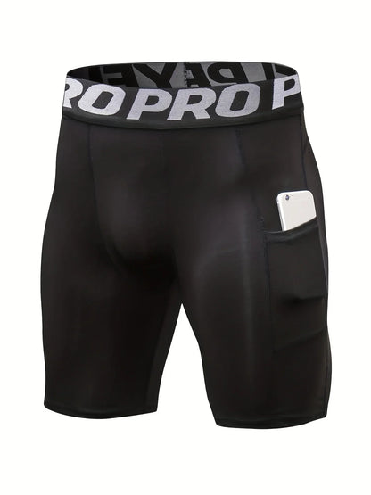 Compression Shorts Men with Pocket, Spandex Running Shorts Sport Athletic Workout Performance Underwear