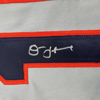 Framed Autographed/Signed Jim Leyland 35x39 Detroit Grey Baseball Jersey JSA COA