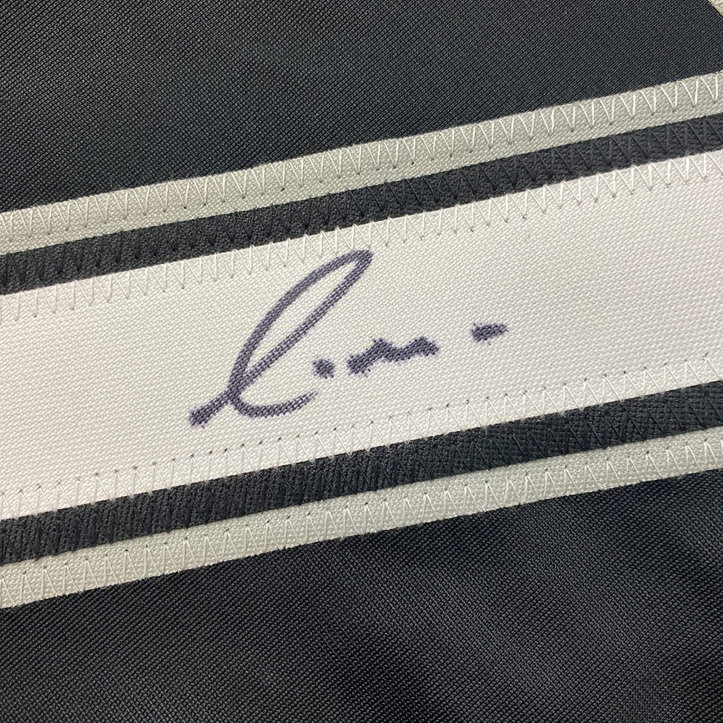 Framed Autographed/Signed Yermin Mercedes 35x39 Chicago Black Baseball Jersey Beckett BAS COA
