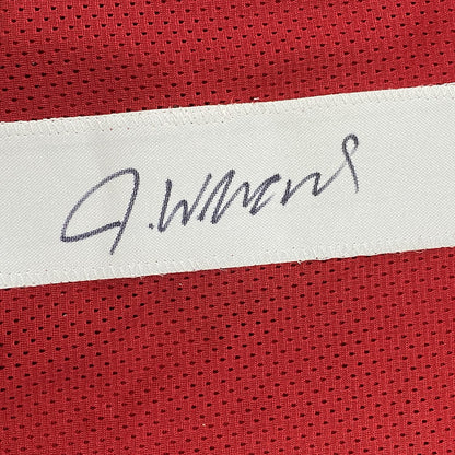 Framed Autographed/Signed Jameson Williams 35x39 Alabama Red College Football Jersey JSA COA