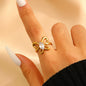Stainless Steel Zircon Line Ring