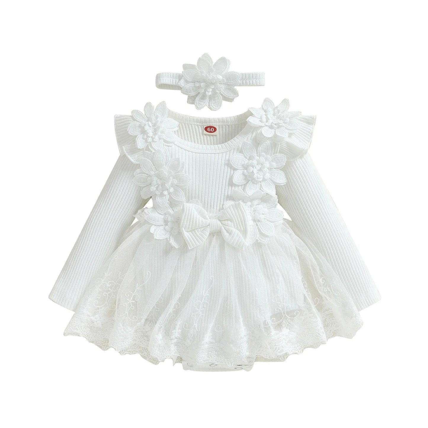 3D Flower Summer Baby Girls Romper Princess Mesh Newborn Clothes Lace