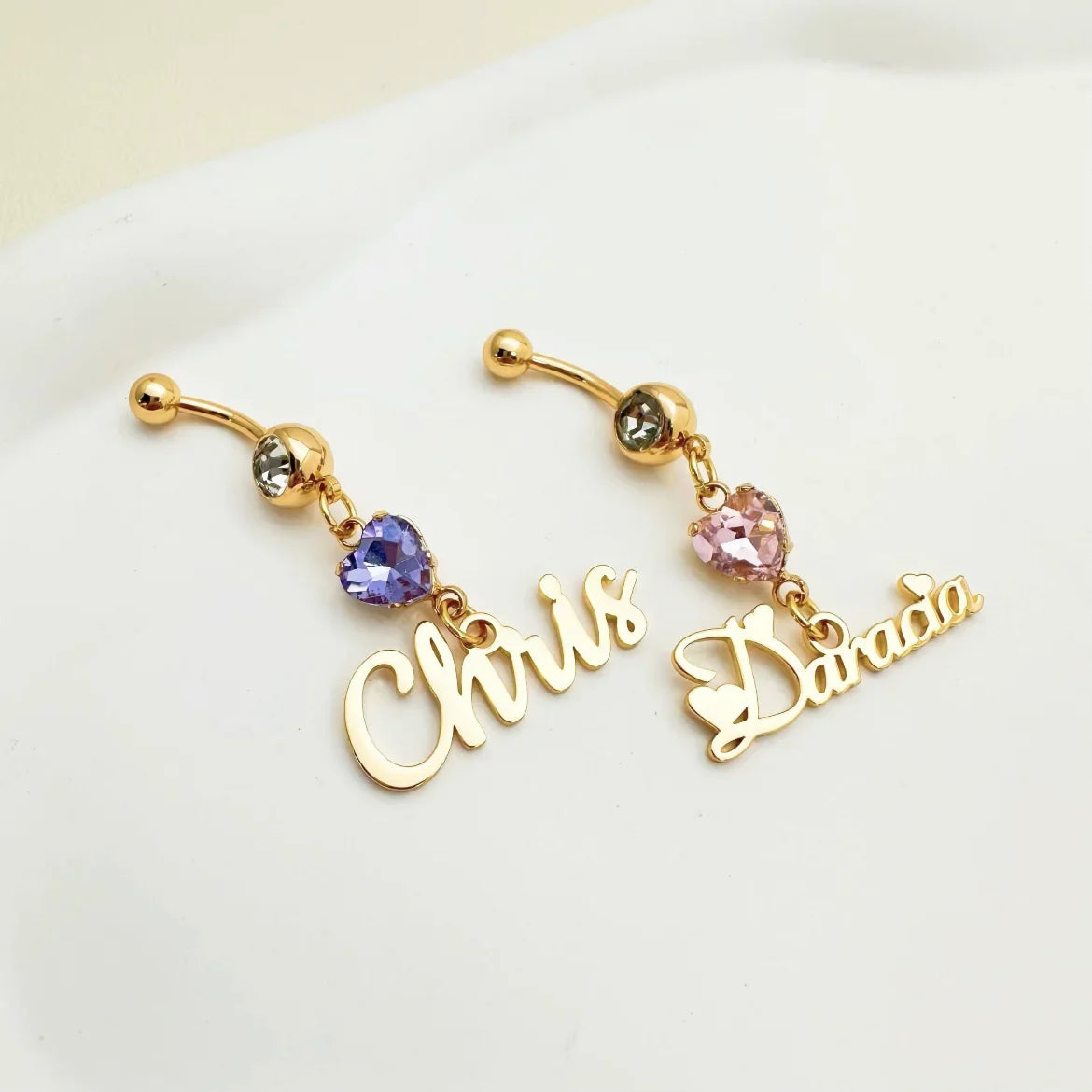 DUOYING Bling Birthstone Belly Ring Custom Name Belly Button Stud Nameplate Charming Body Jewelry Piercing For Women Gift