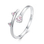 WOSTU 925 Sterling Silver Cat Pet Adjustable Rings For Women Animal Dog Open Ring Family Daughter Birthday Jewelry Girl Gift
