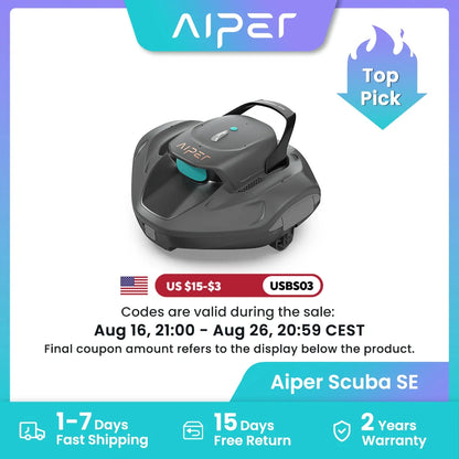 Aiper Seagull 800B Smart Pool Robot Cleaner,Powerful 1320GPH Suction,,Suit For Above Ground Pools,180μm Filter Tray,Battery Up to 90-Mins,WaterProof IPX8,Refurbished