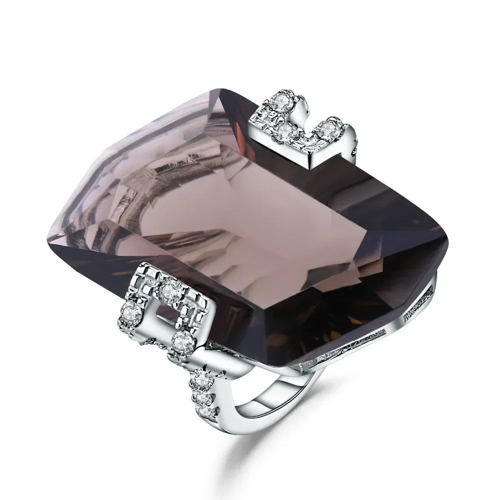 GEM'S BALLET 21.20Ct Natura Iolite Blue Mystic Quartz Gemstone Cocktail Rings 925 Sterling Silver Fine Jewelry for Women