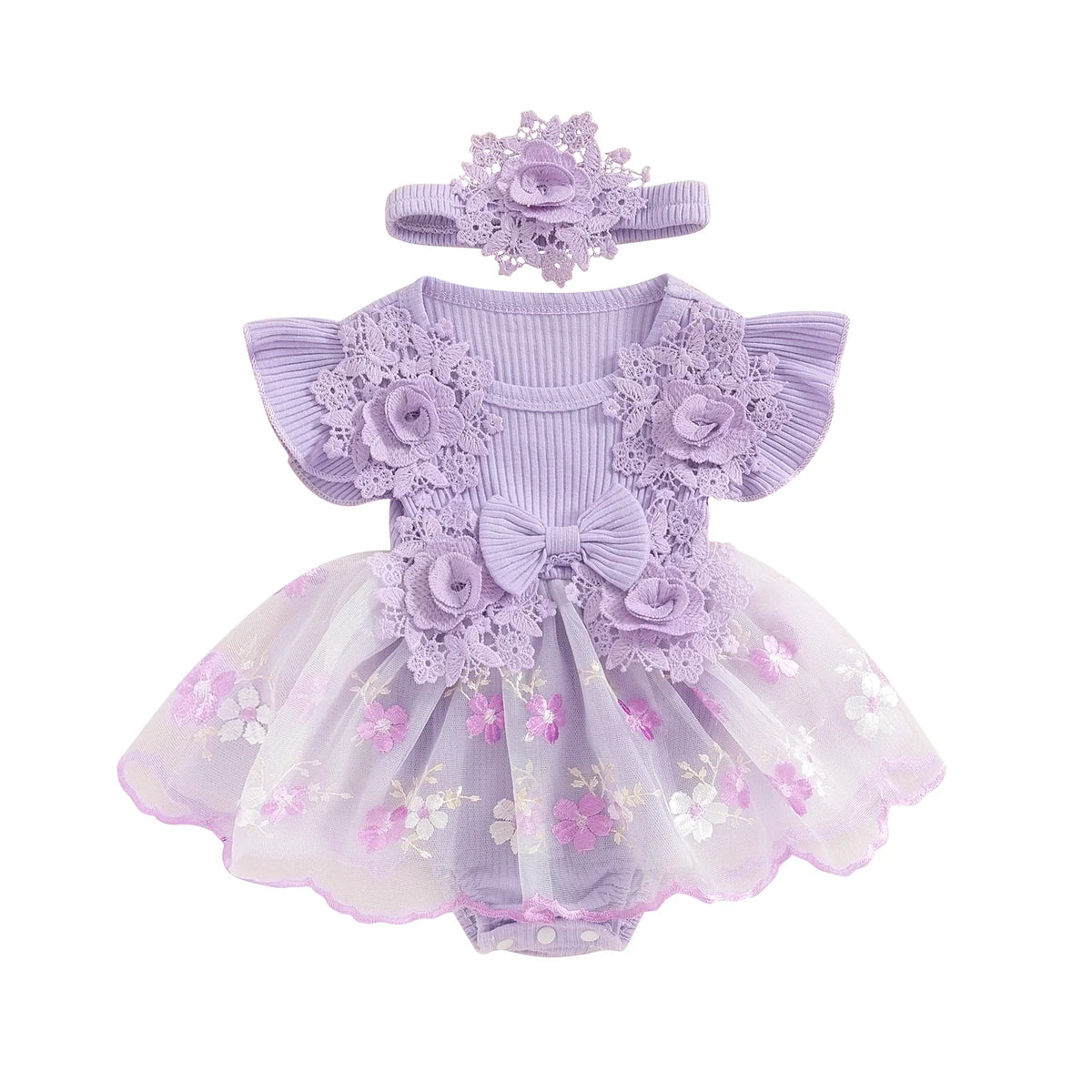 3D Flower Summer Baby Girls Romper Princess Mesh Newborn Clothes Lace