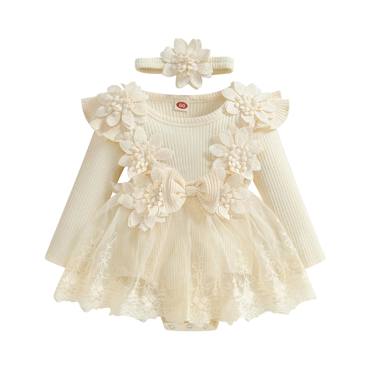 3D Flower Summer Baby Girls Romper Princess Mesh Newborn Clothes Lace