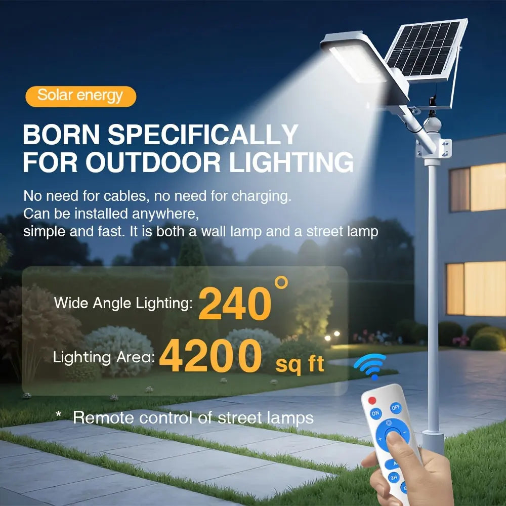 4 Sets of Outdoor Waterproof Solar Lamps, 6000mah Solar Street Lamps