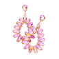 Marquise Stone Cluster Open Teardrop Dangle Evening Earring