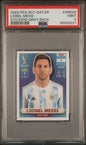 Graded 2022 Panini World Cup Lionel Messi #ARG20 Gray Back Soccer Sticker Card PSA 9 Mint