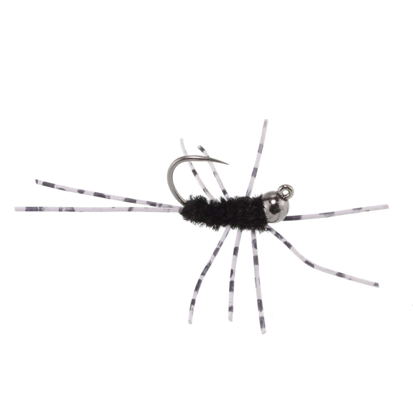 Barbless Pats Rubber Legs Tungsten Jig Black Euro Nymph 12 Flies #6