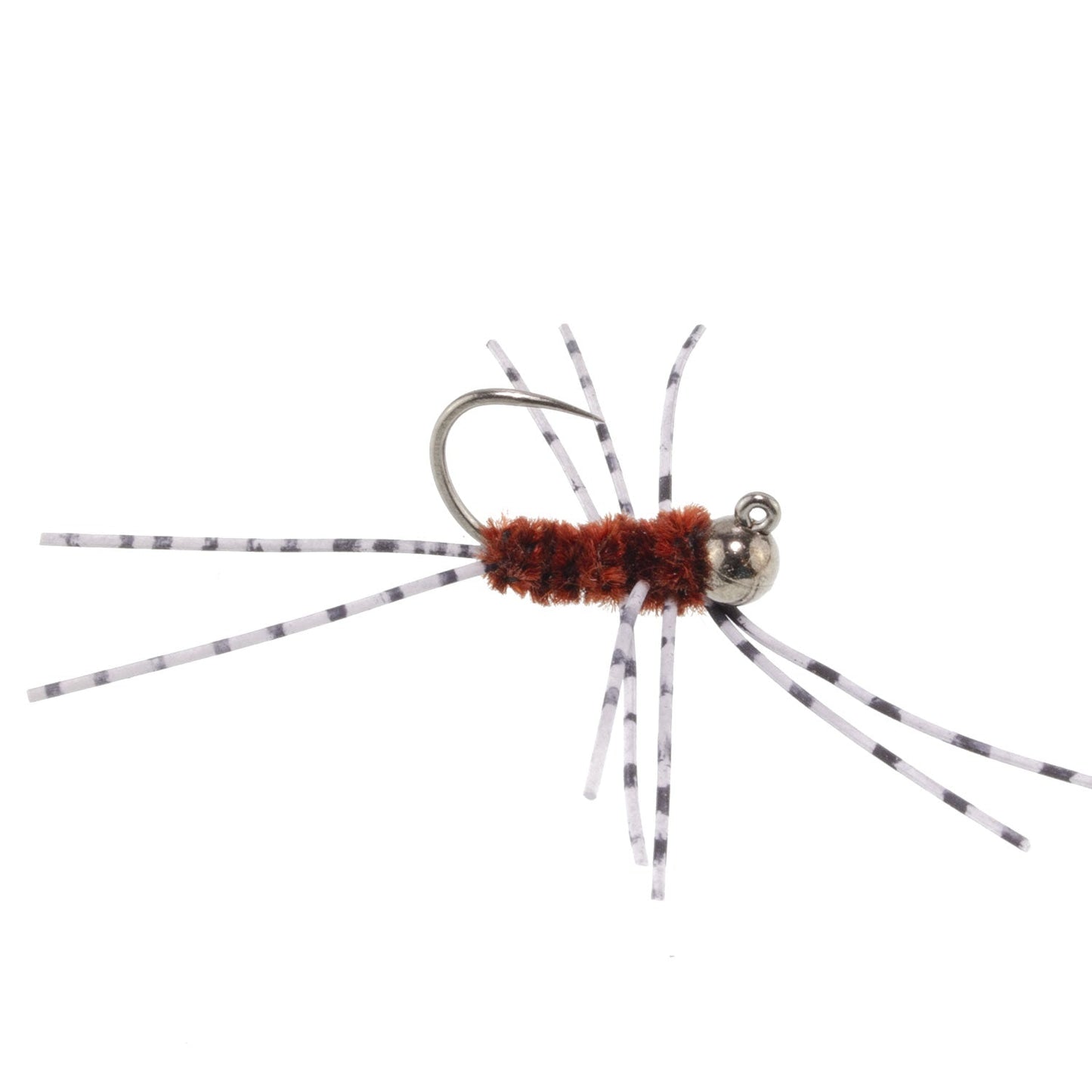Barbless Pats Rubber Legs Tungsten Jig Brown Euro Nymph 12 Flies #6