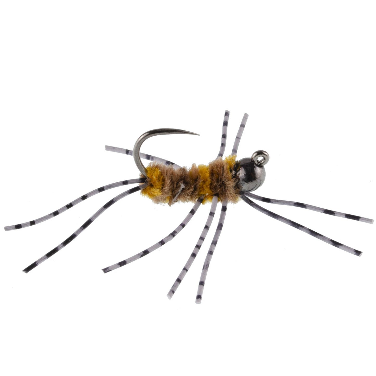 Barbless Pats Rubber Legs Tungsten Jig Coffee/Tan Euro Nymph 12 Flies #6