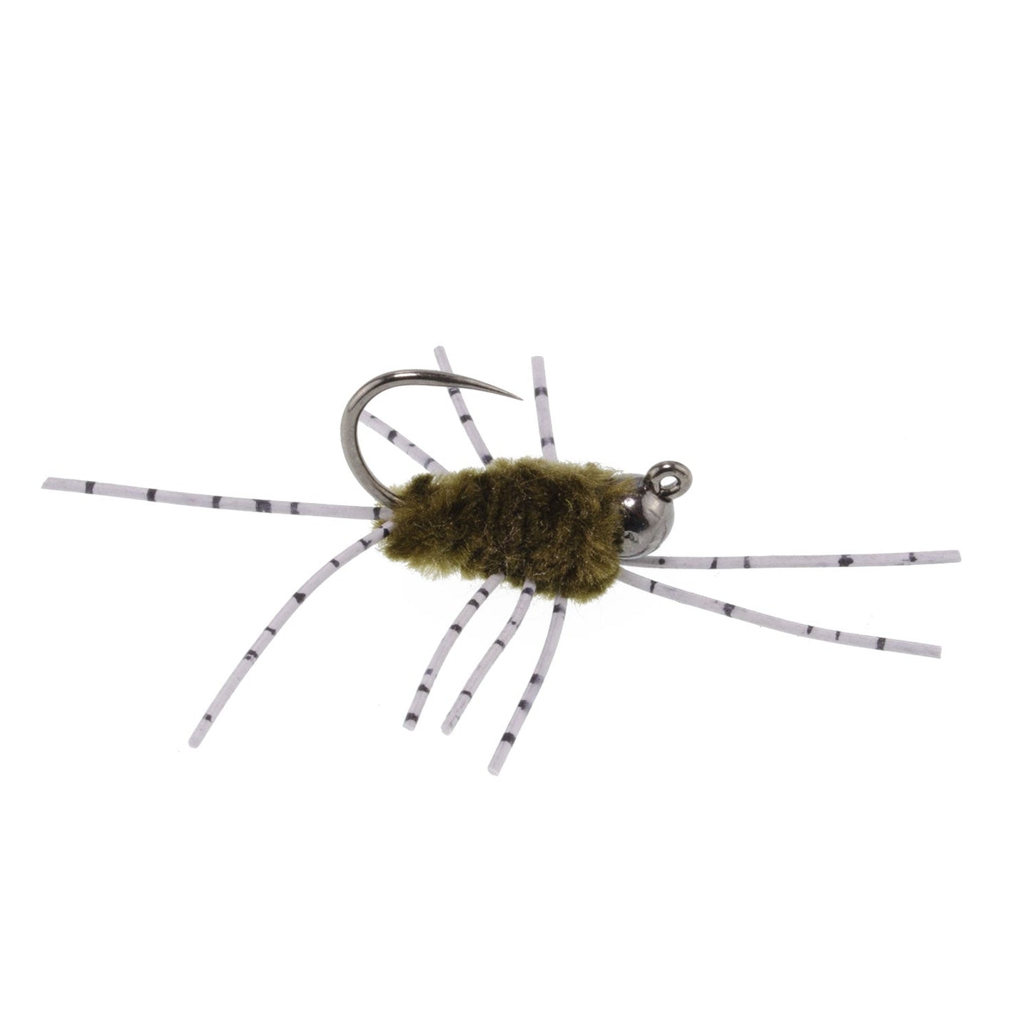 Barbless Pat's Rubber Legs Tungsten Jig Dark Olive Euro Nymph 6 Flies #6
