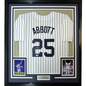 Framed Autographed/Signed Jim Abbott 35x39 New York White Pinstripe Baseball Jersey Beckett BAS COA