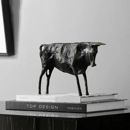 Abstract Bull Statue, Textured Metal Sculpture
