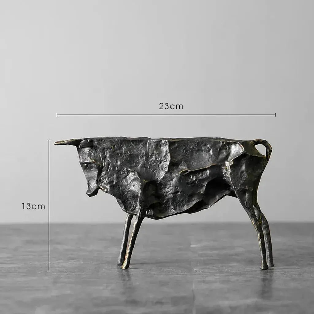 Abstract Bull Statue, Textured Metal Sculpture