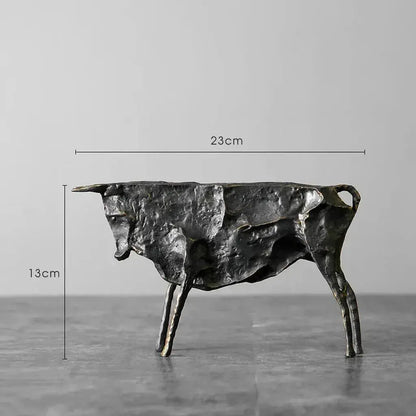 Abstract Bull Statue, Textured Metal Sculpture
