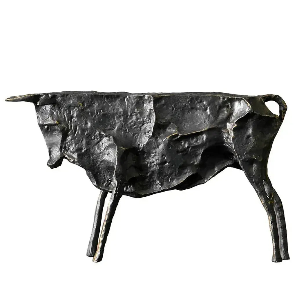 Abstract Bull Statue, Textured Metal Sculpture