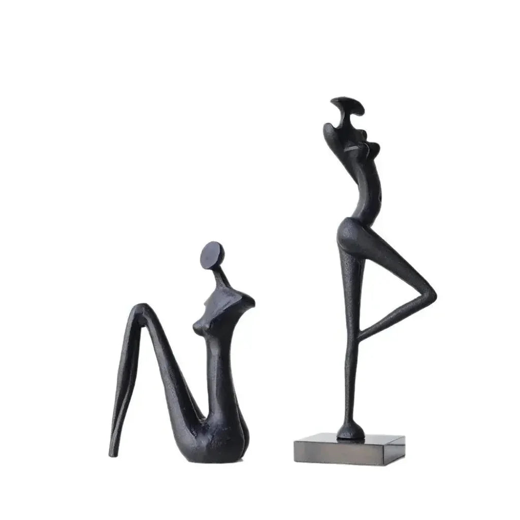 Abstract Iron Female Figure Sculptures, Pair