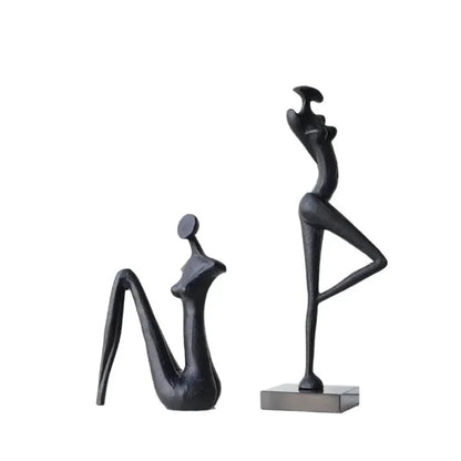 Abstract Iron Female Figure Sculptures, Pair