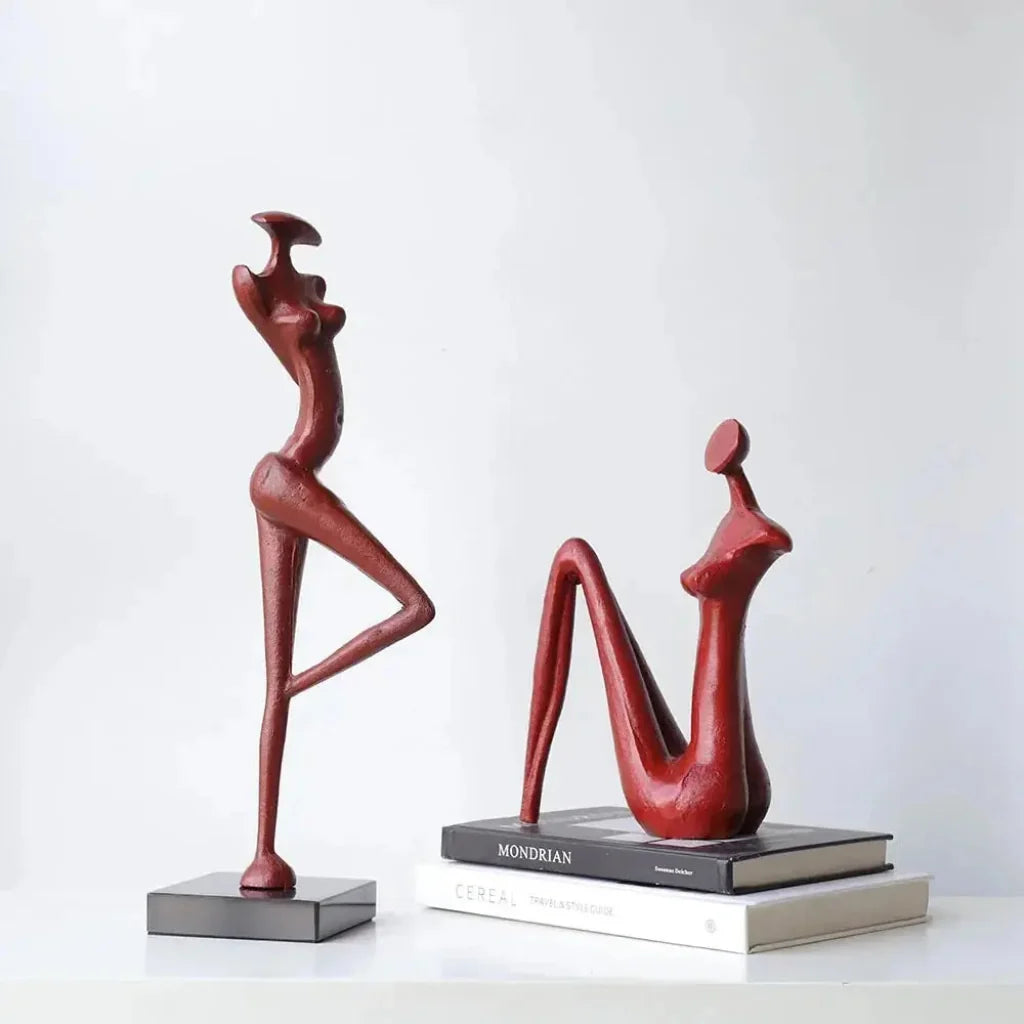 Abstract Iron Female Figure Sculptures, Pair