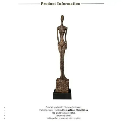 Abstract Standing Woman Brass Sculpture