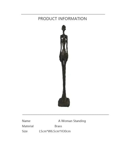 Abstract Standing Woman Brass Sculpture