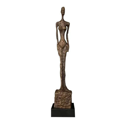 Abstract Standing Woman Brass Sculpture