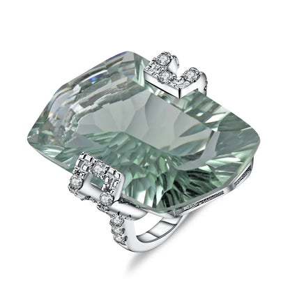 GEM'S BALLET 21.20Ct Natura Iolite Blue Mystic Quartz Gemstone Cocktail Rings 925 Sterling Silver Fine Jewelry for Women