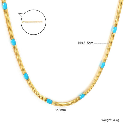 LUXUKISSKIDS Sweet Multicolor Drip-Oil Beads Necklace Women's Bohemia Stylish Clavicle Choker Simple Chain Collier Steel Jewelry
