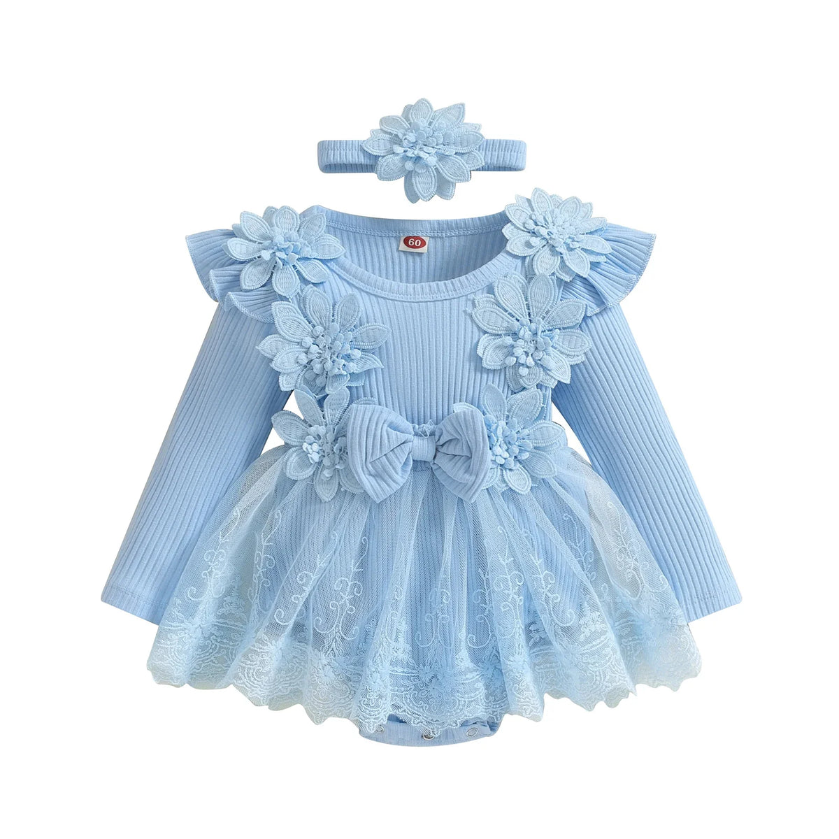 3D Flower Summer Baby Girls Romper Princess Mesh Newborn Clothes Lace