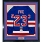 Framed Autographed/Signed Adam Fox 35x39 New York Blue Hockey Jersey JSA COA