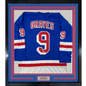 Framed Autographed/Signed Adam Graves 35x39 94 Cup New York Blue Hockey Jersey Steiner COA