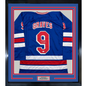 Framed Autographed/Signed Adam Graves 35x39 New York Blue Hockey Jersey Beckett BAS COA