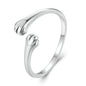 WOSTU 925 Sterling Silver Cat Pet Adjustable Rings For Women Animal Dog Open Ring Family Daughter Birthday Jewelry Girl Gift