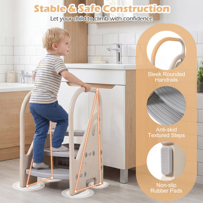 Adjustable 3-Step Helper Stool with Safety Handles and for kids