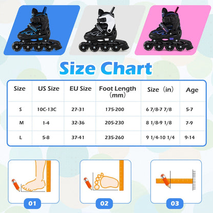 Adjustable Kids' Incline Skates for Boys Girls Ages 5-14