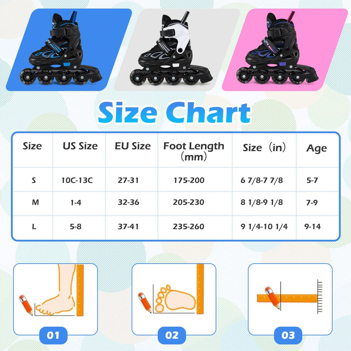Adjustable Kids' Incline Skates for Boys Girls Ages 5-14