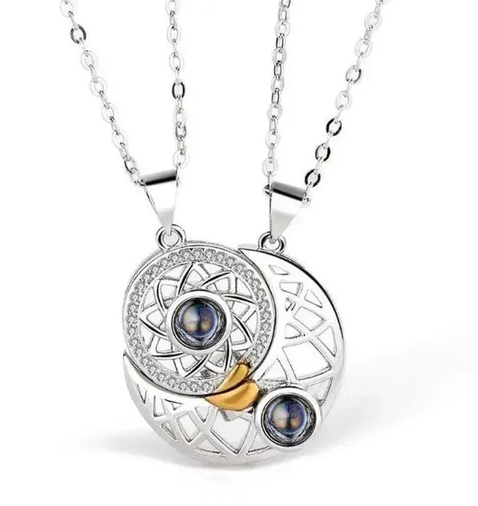 Superior Sense Sun and Moon Lovers Magnetic Men's and Women's Necklace Niche Design Alloy Chain